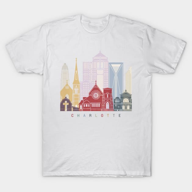 Charlotte skyline poster T-Shirt by PaulrommerArt